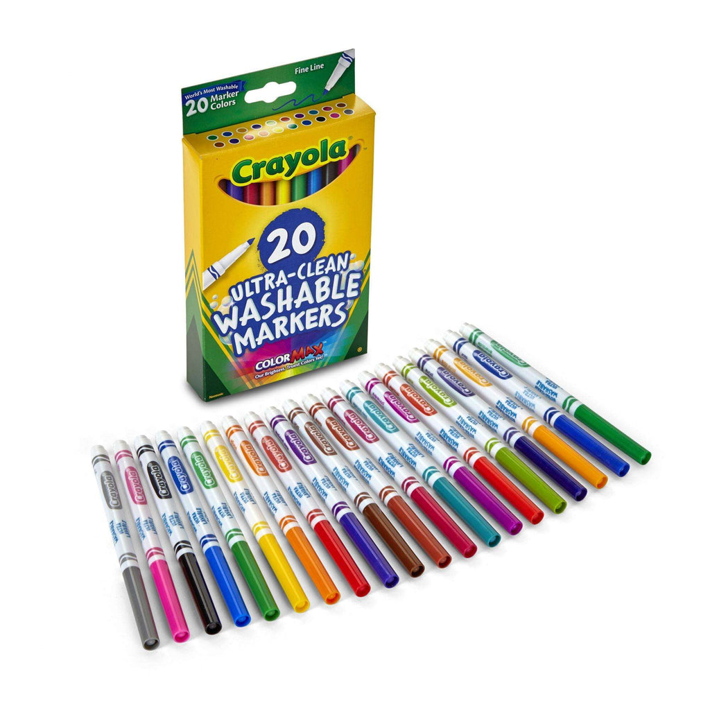 Crayola Ultra-Clean Washable Fine Line Markers, 20 Ct, School Supplies, Classroom Supplies for Teachers