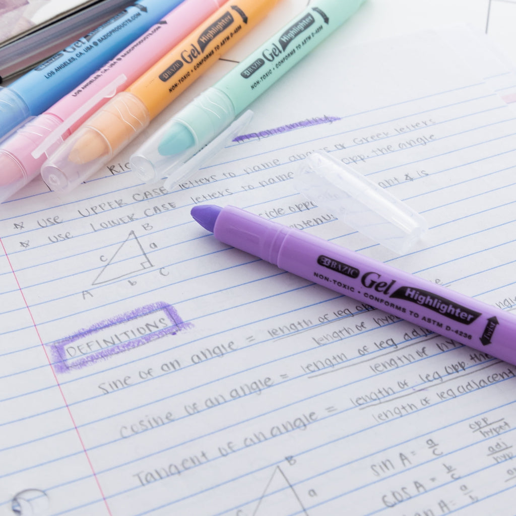 BAZIC Highlighter Gel Pen Bible Highlighter, No Bleed Pastel Highlighting Coloring Pen (5/Pack), 12-Packs