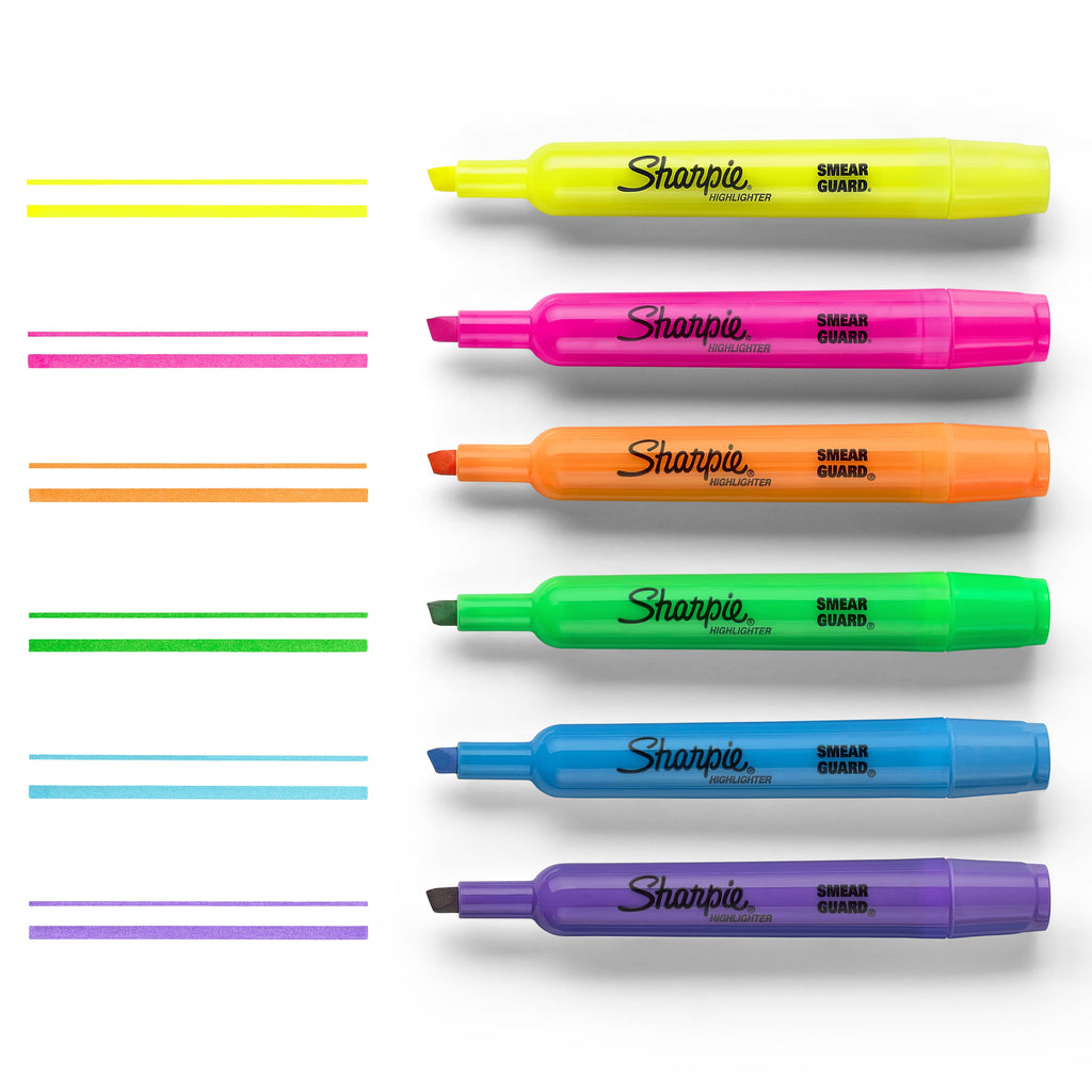 Sharpie Tank Style Chisel Tip Highlighters, Fluorescent Yellow, 24 Count