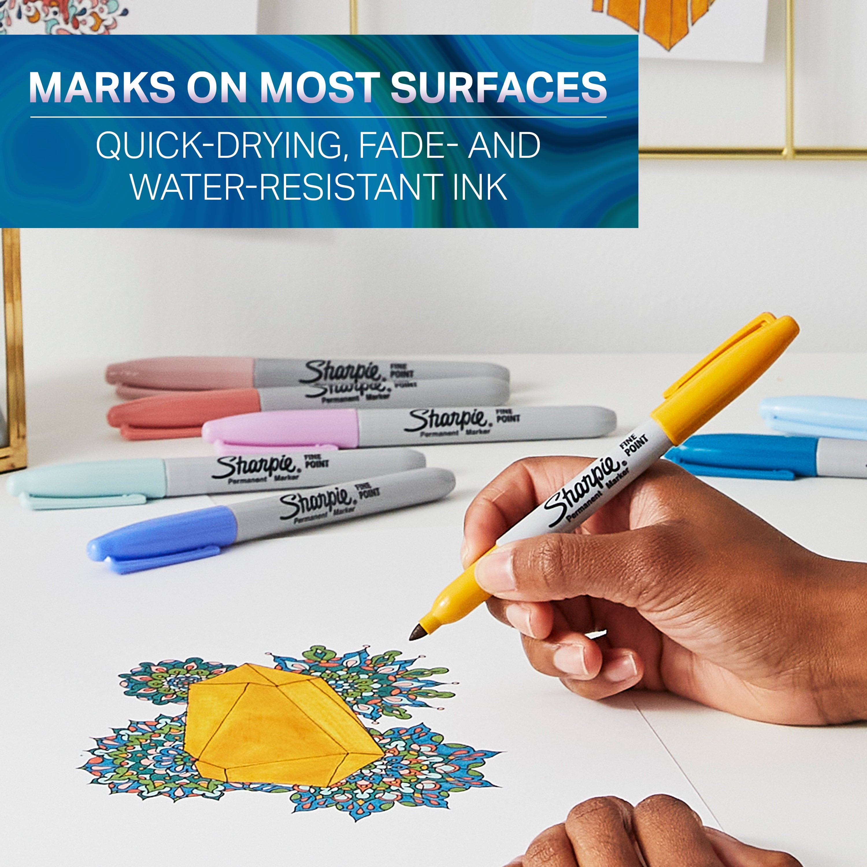 Sharpie Permanent Markers, Fine Point, Featuring Mystic Gem Color Markers, Assorted, 24 Count