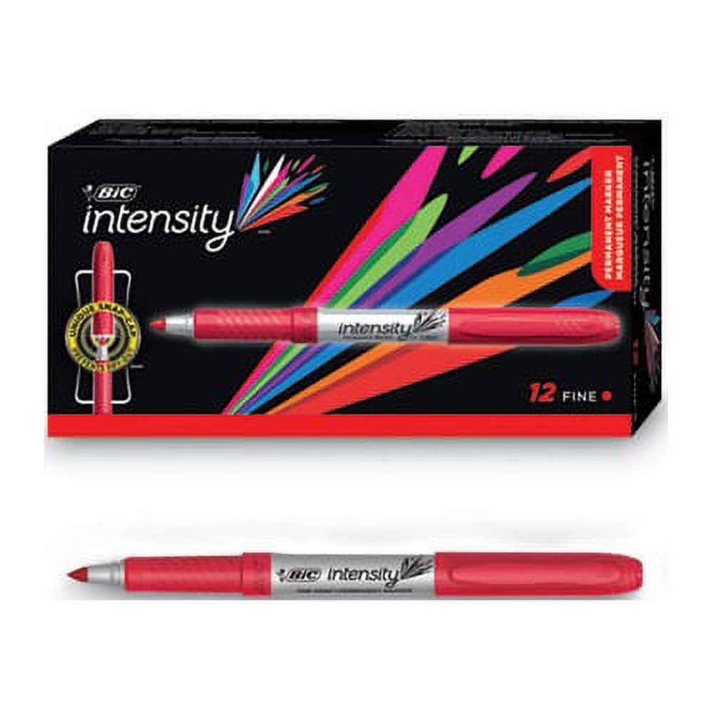 Bic Marking Fine Tip Permanent Marker Rambunctious Red Dozen GPM11RD