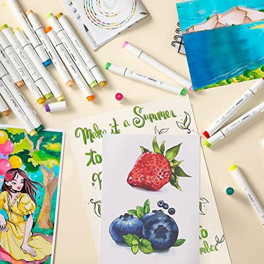 Ohuhu Alcohol Markers Honolulu B 104-Color Set, Dual Tip Brush & Fine, Refillable for Artists & Adults, Illustration & Coloring