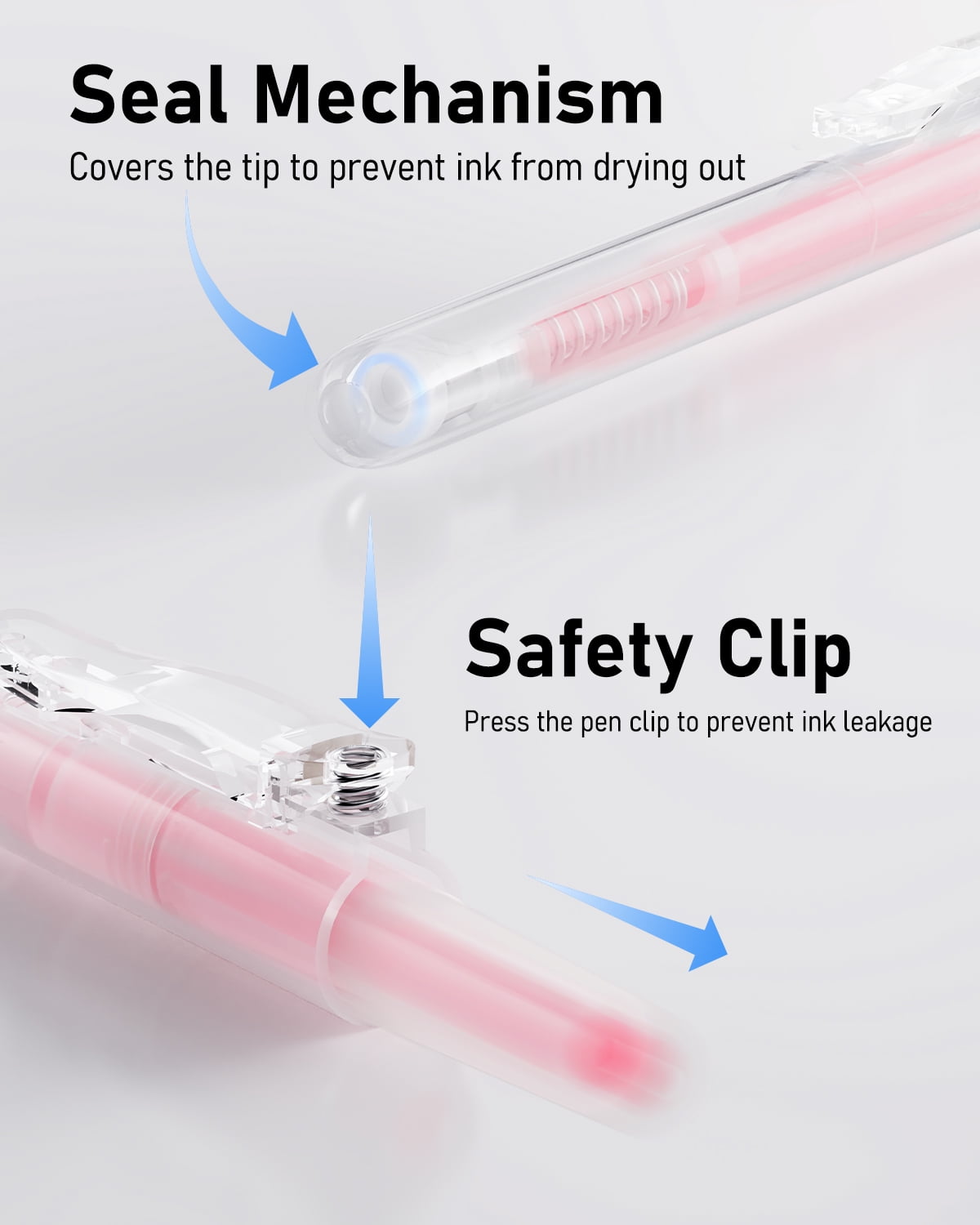 Four Candies 14Pack Pastel Gel Ink Pen Set,Cute Retractable 0.5mm Fine Point Pen,12 Pack Black Ink Pens with 2Pack Highlighter, Smooth Writing Pens(Pink)