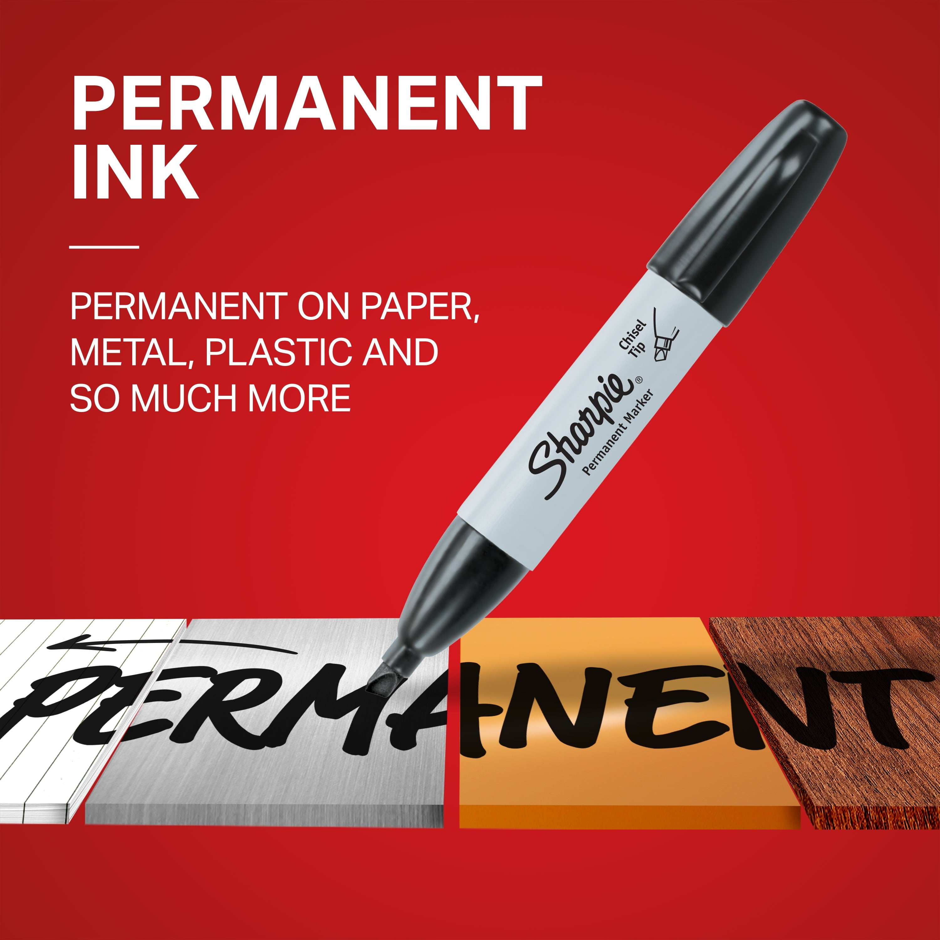 Sharpie Permanent Markers, Chisel Tip, Black, 4 Count