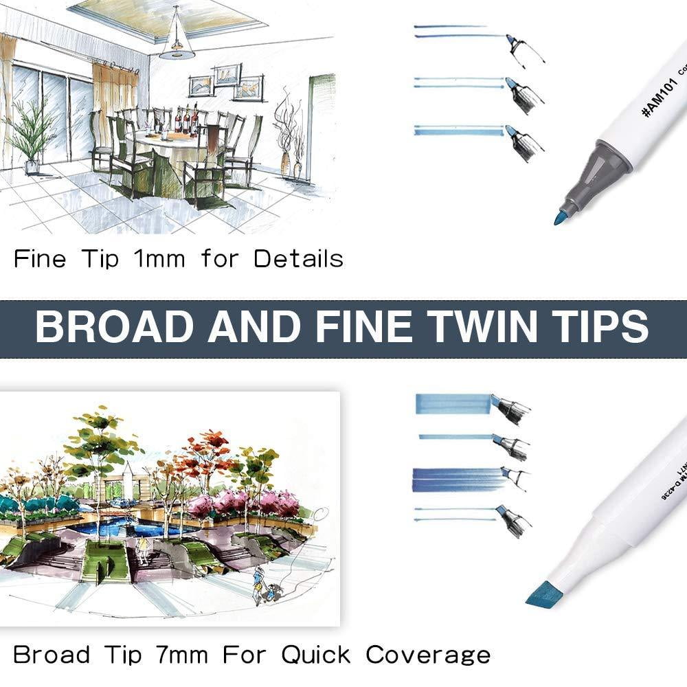 Shuttle Art 88 Colors Dual Tip Alcohol Based Art Markers,Permanent Marker Pens Highlighters with Case Perfect for Illustration Adult Coloring Sketching and Card Making