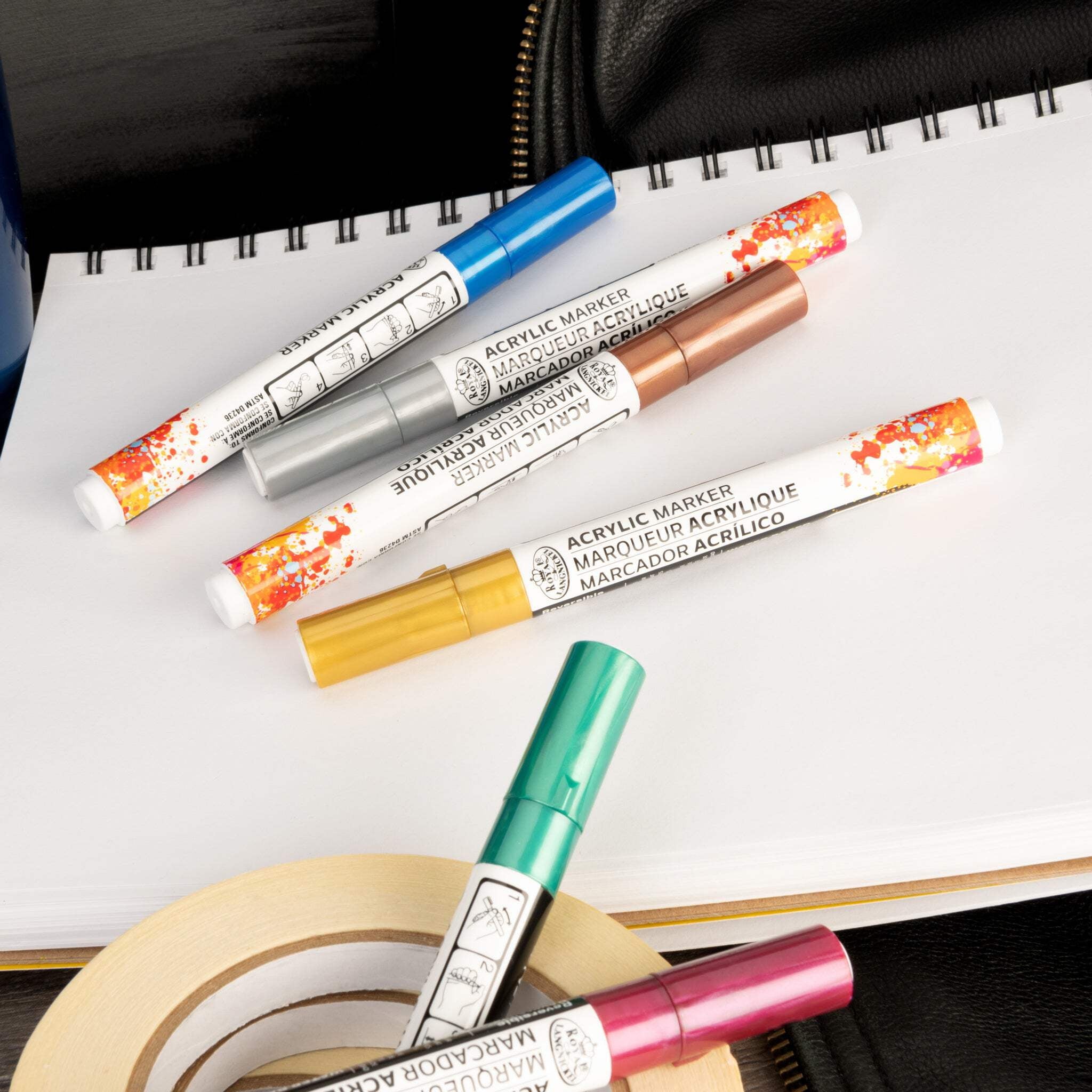 Royal & Langnickel 6 Piece Acrylic 2.0 mm Reversible Tip Metallic Markers