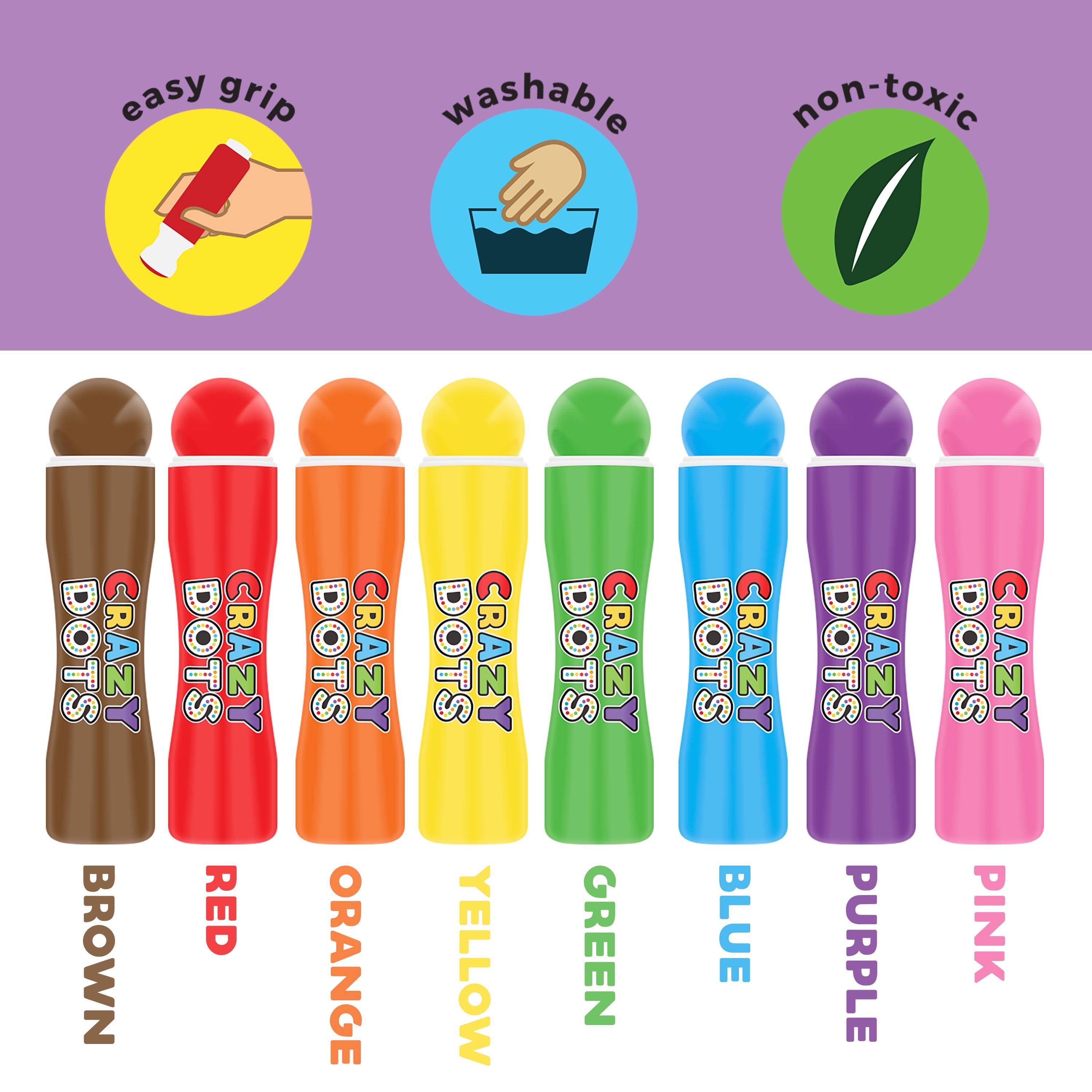 US Art Supply 8 Color Crazy Dots Markers - Washable Paint Marker Daubers