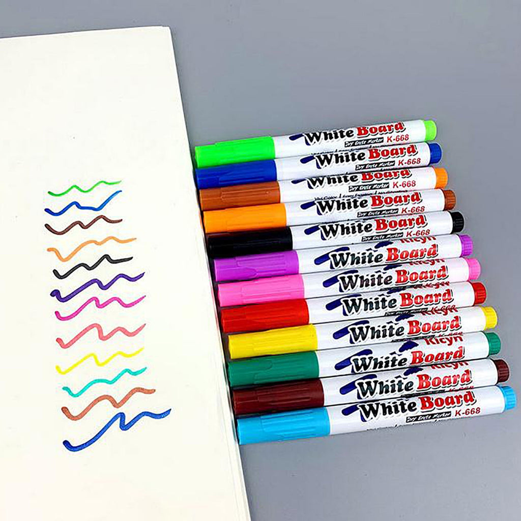 12Pack Water-Based Whiteboard Pen Easy-To-Erasable Marker 10Ml