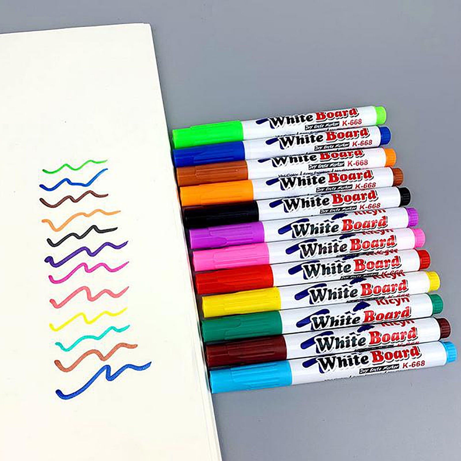 12Pack Water-Based Whiteboard Pen Easy-To-Erasable Marker 10Ml