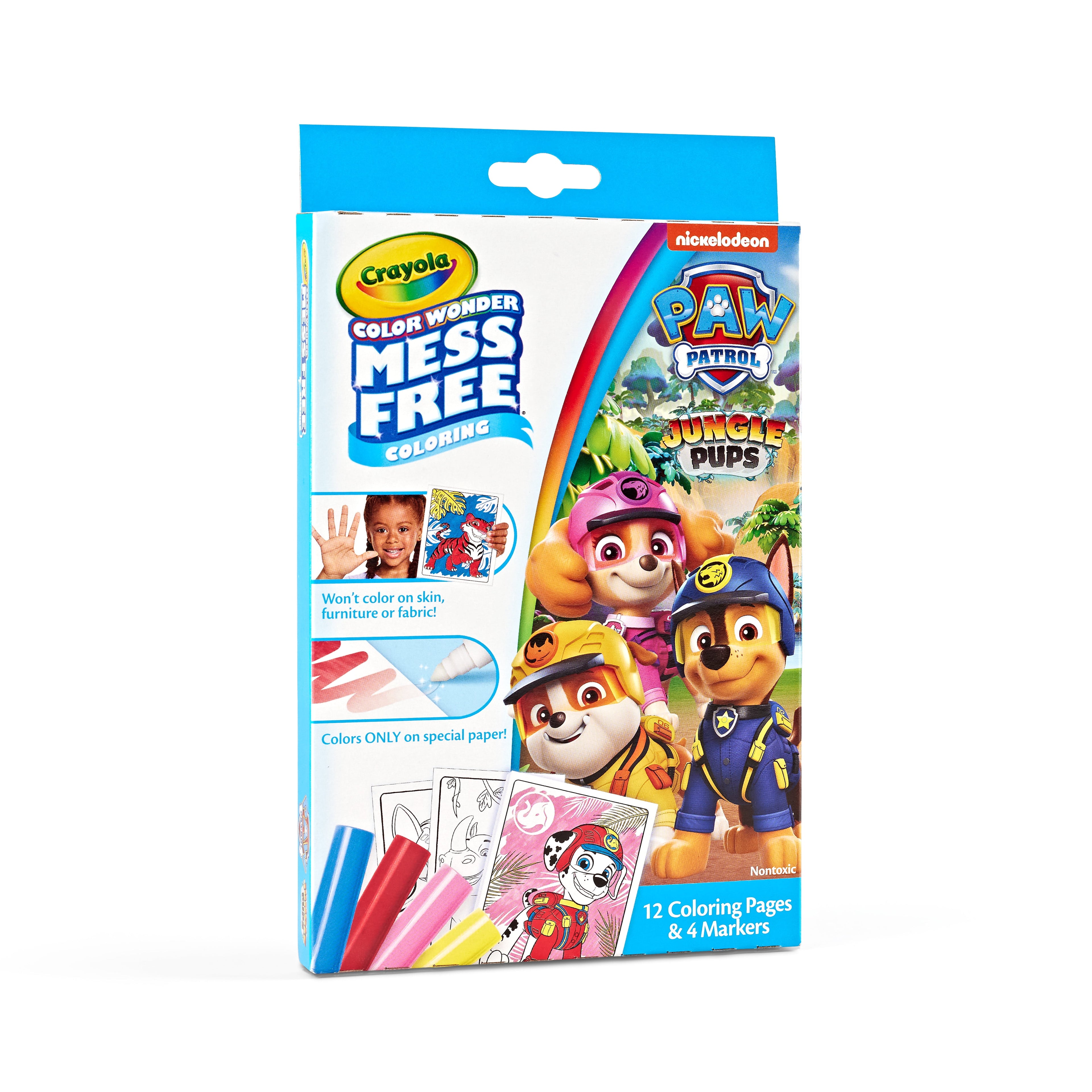 Crayola Color Wonder Paw Patrol Mini Box Set, 12 Coloring Pages & 4 Mess Free Markers, Gifts for Toddlers 3+