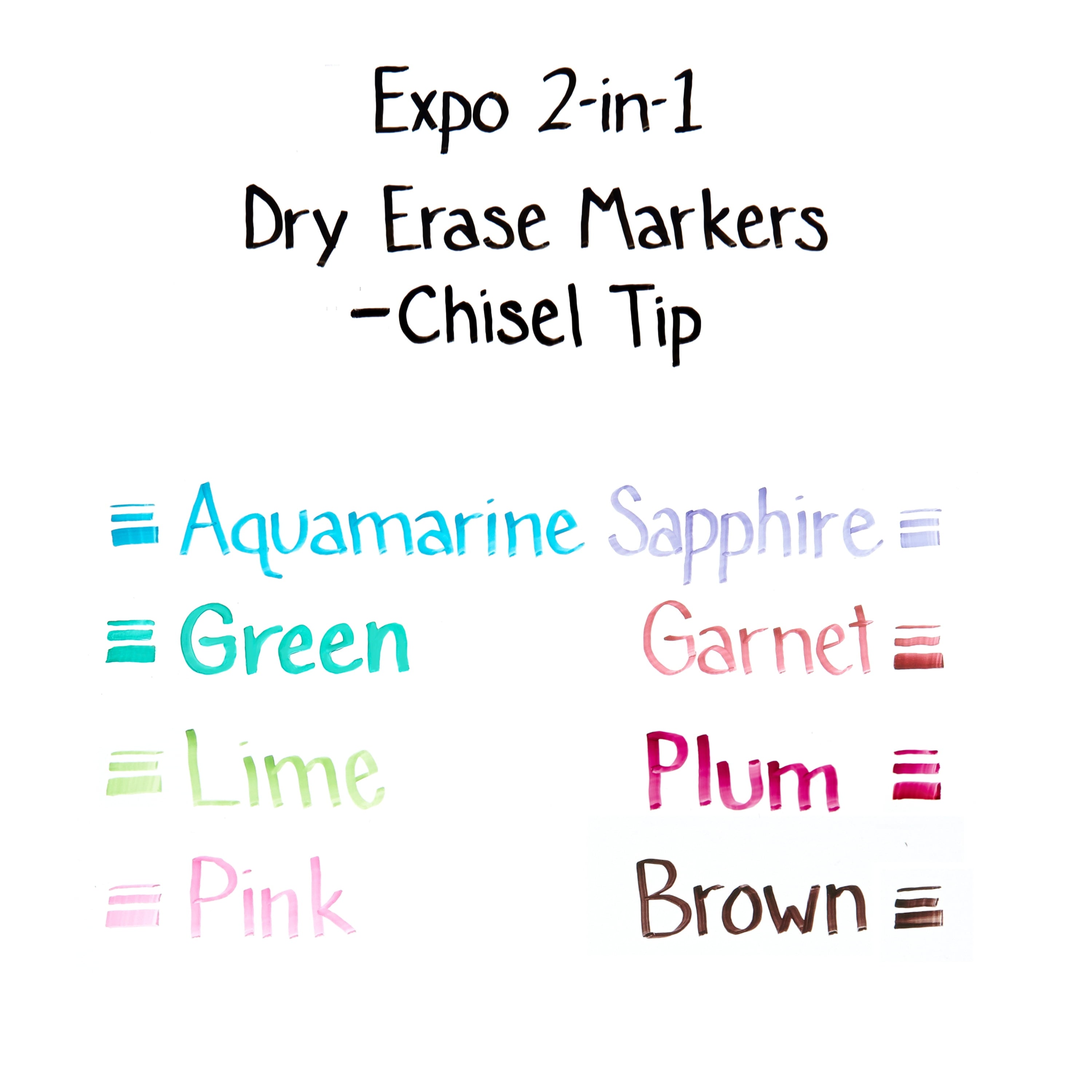 EXPO Dry Erase 2-in-1 Markers, Chisel Tip, Assorted, 4-Count