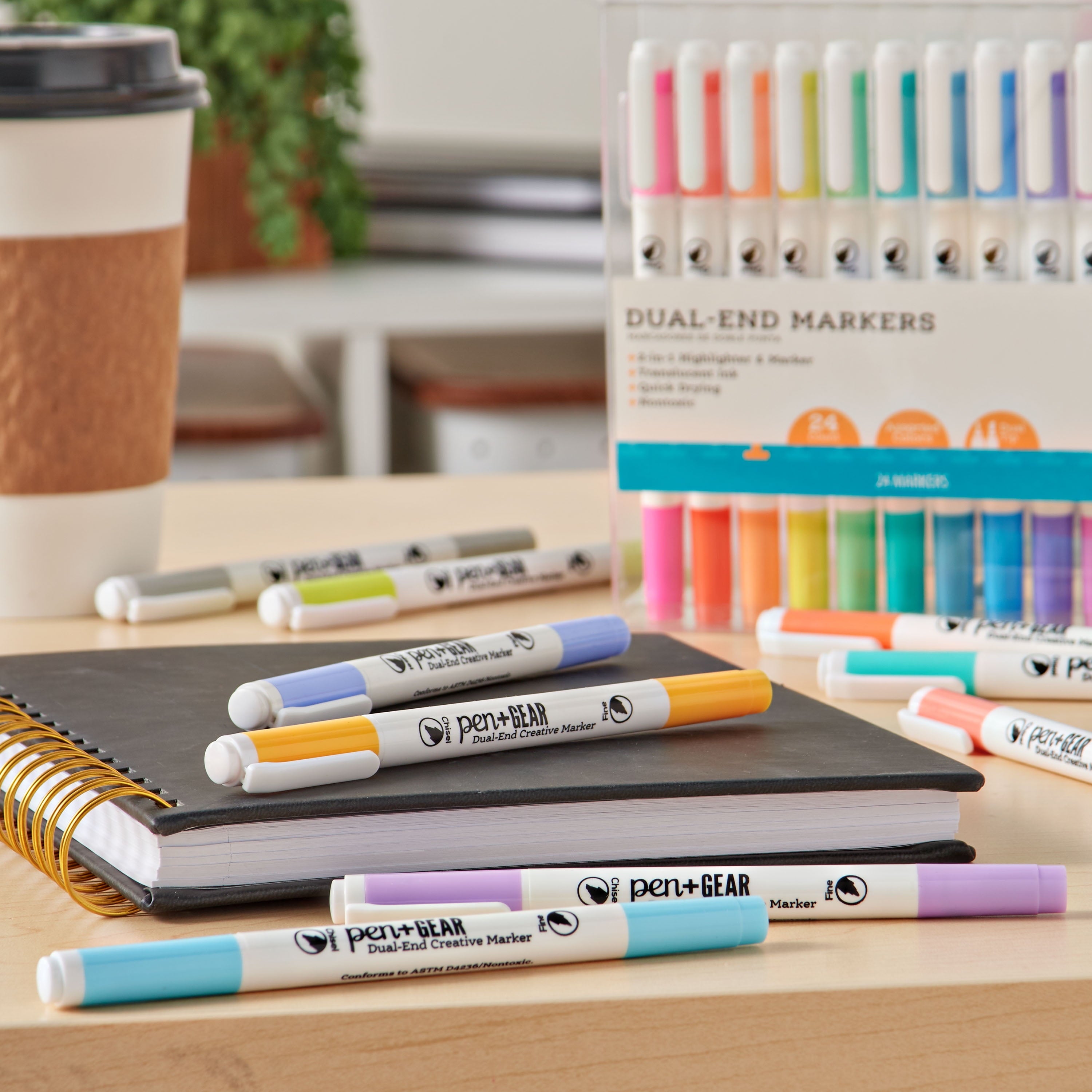 Pen+Gear Markers, Chisel and Fine Tip, Assorted Colors, 24 Count