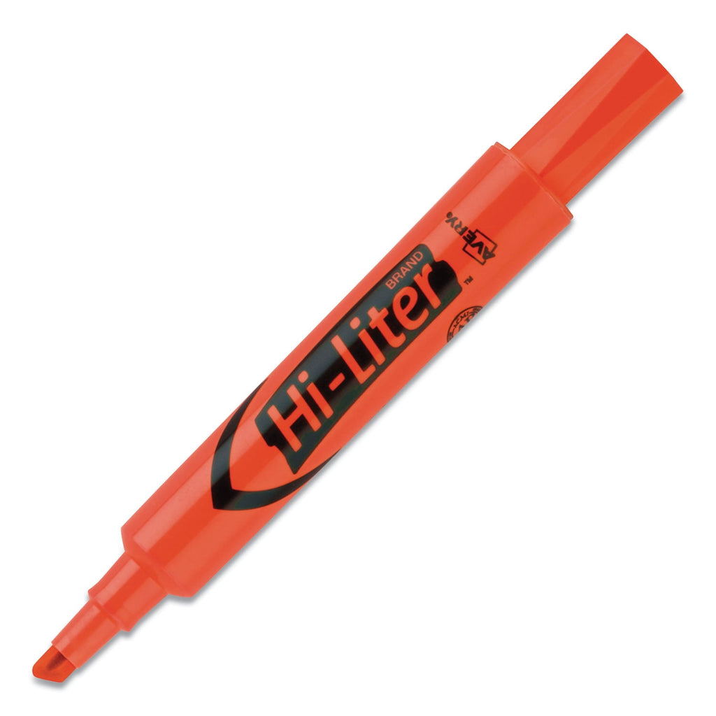 Hi-Liter Desk-Style Highlighters, Fluorescent Orange Ink, Chisel Tip, Orange/black Barrel, Dozen