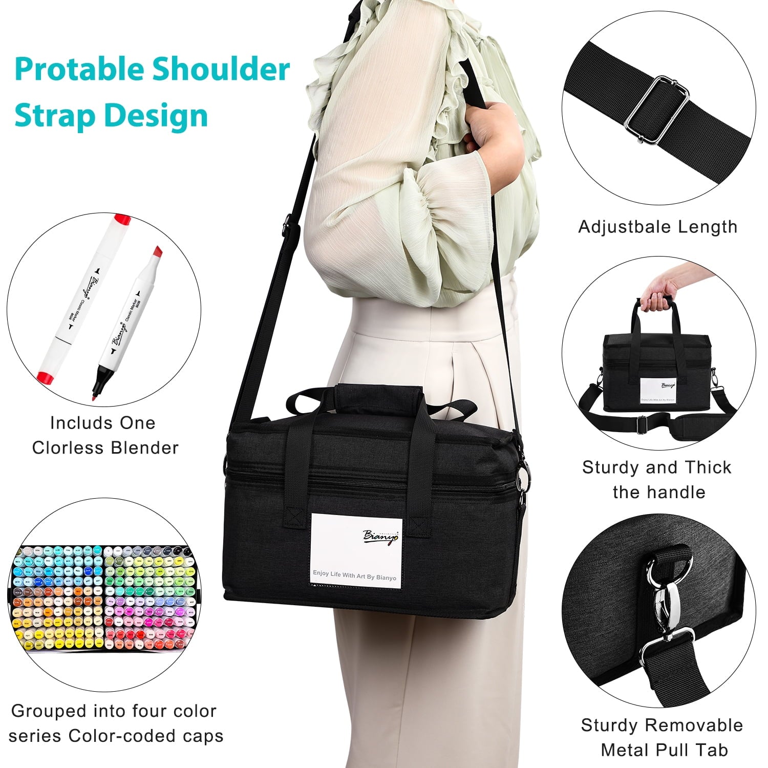 Bianyo 180 Colors Classic Series Alcohol-Based Dual Tip Art Markers for Designing, Drawing, Outlining, and Coloring