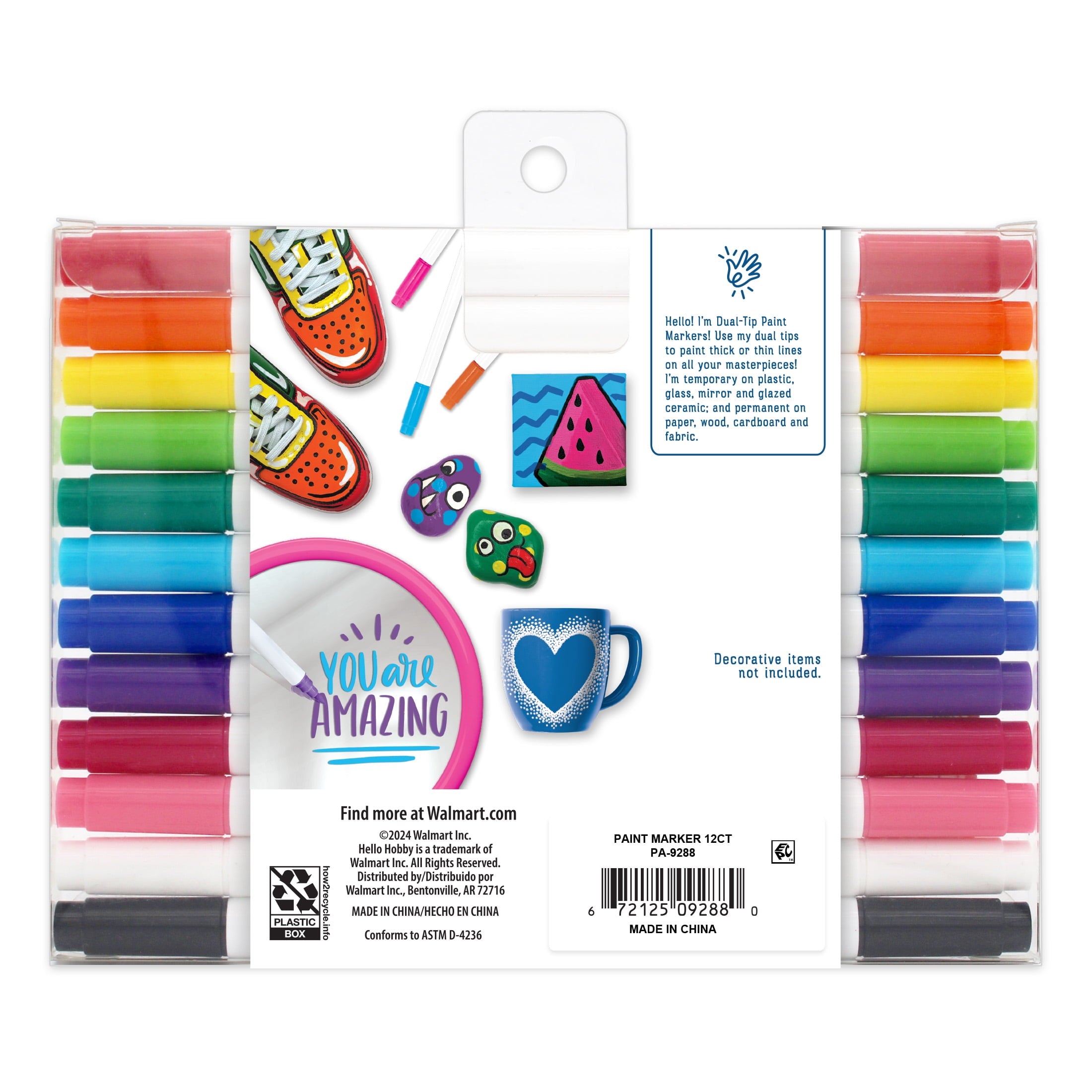 Hello Hobby  Detail Acrylic Paint Markers, 12 Count