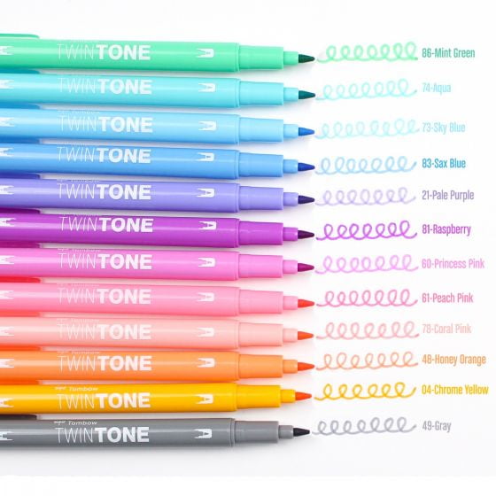 Tombow 61501 TwinTone Marker Set, Pastel, 12-Pack