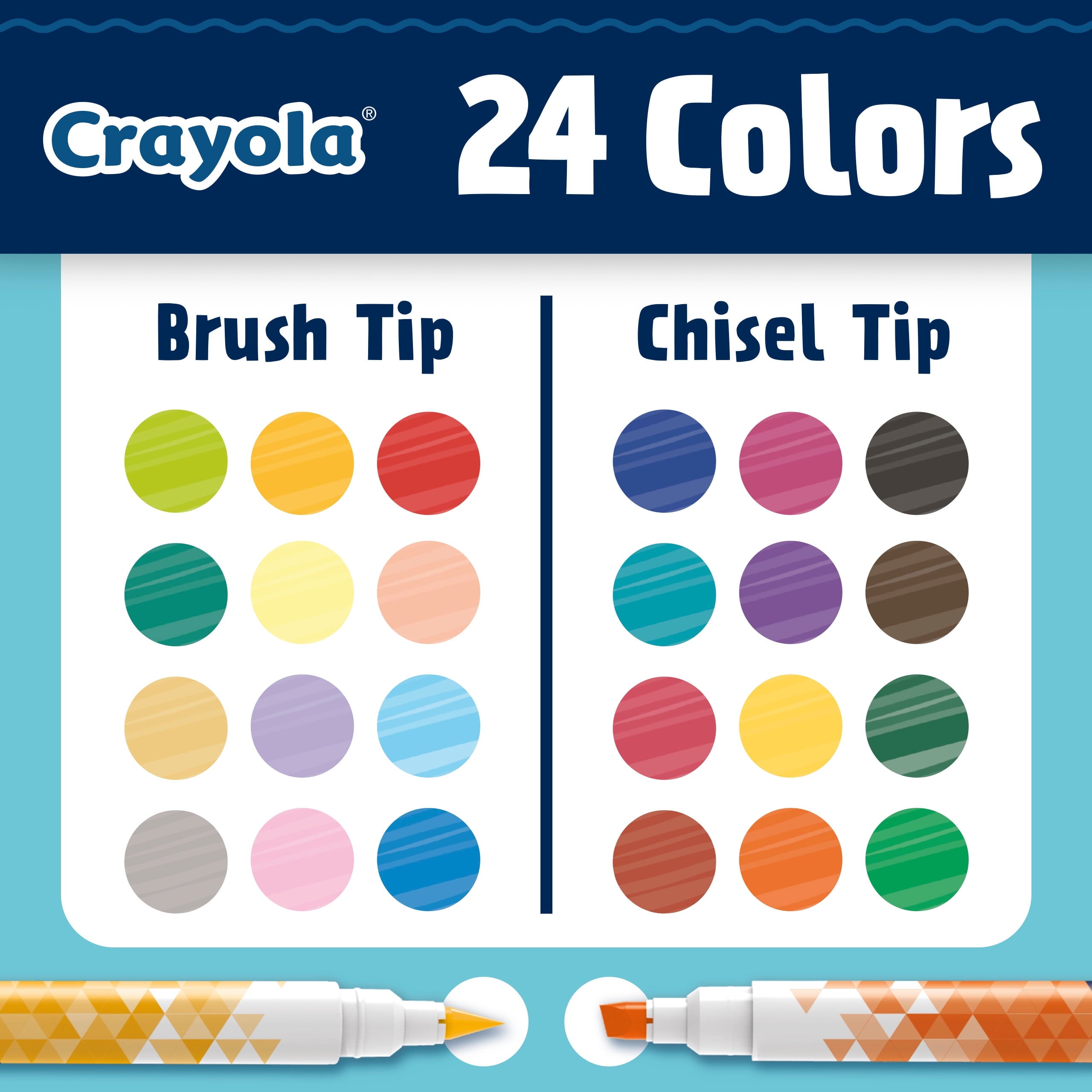 Crayola Dual Chisel Tip & Brush Markers, Art Markers, Gifts for Teens, 12ct