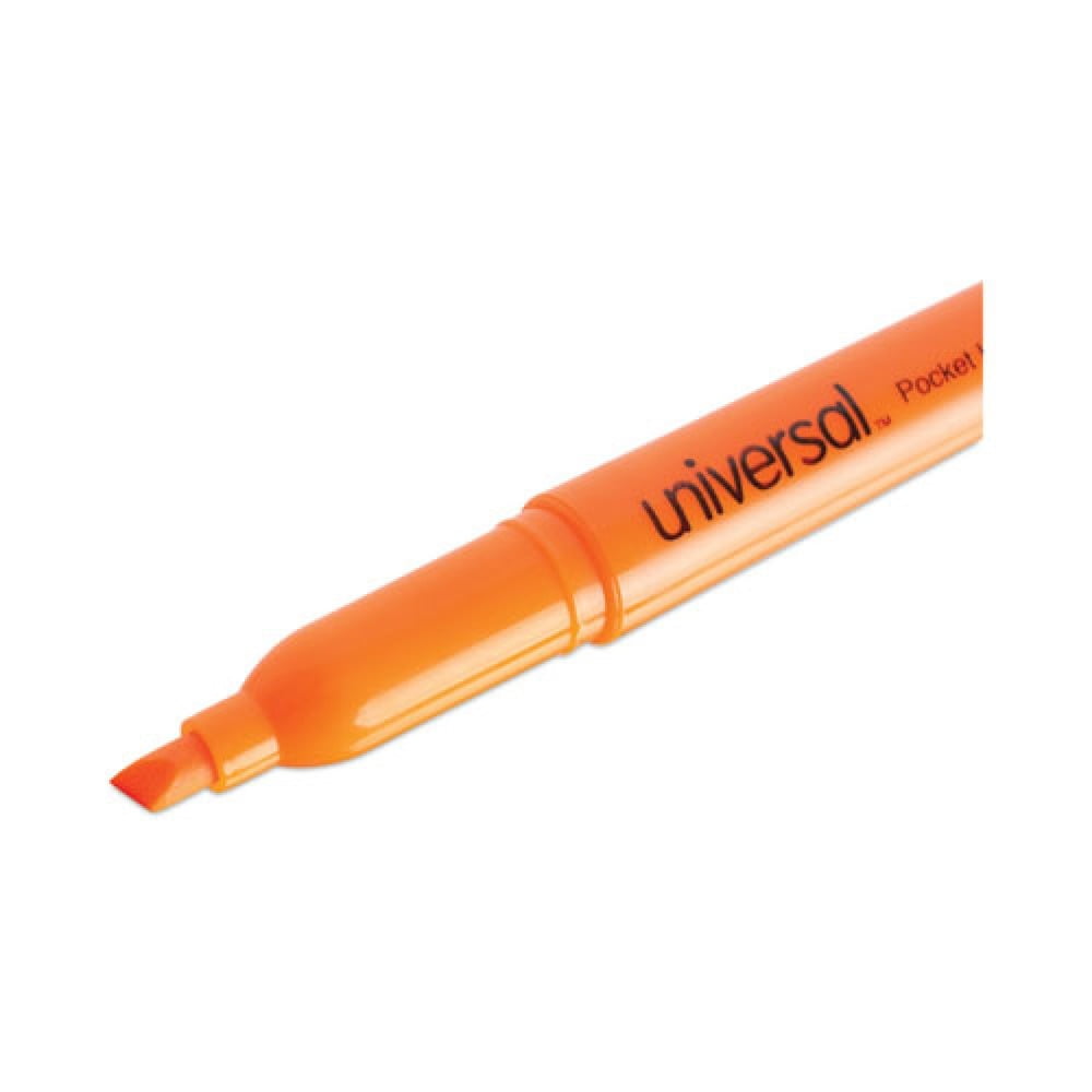 Universal Chisel Tip Fluorescent Orange Ink Orange Barrel Pocket Highlighters (1 Dozen)