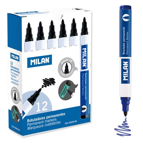 MILAN 16429122 BULLET TIP BLACK PERMANENT MARKERS