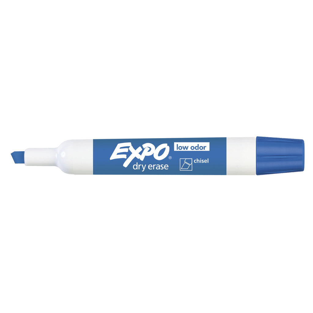 Expo® Low Odor Dry Erase Markers, Chisel Tip, Blue, 12 Count