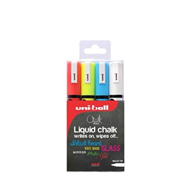 uni Chalk Markers PWE5M Assorted Colour Medium Tip Marker (Pack of 4)